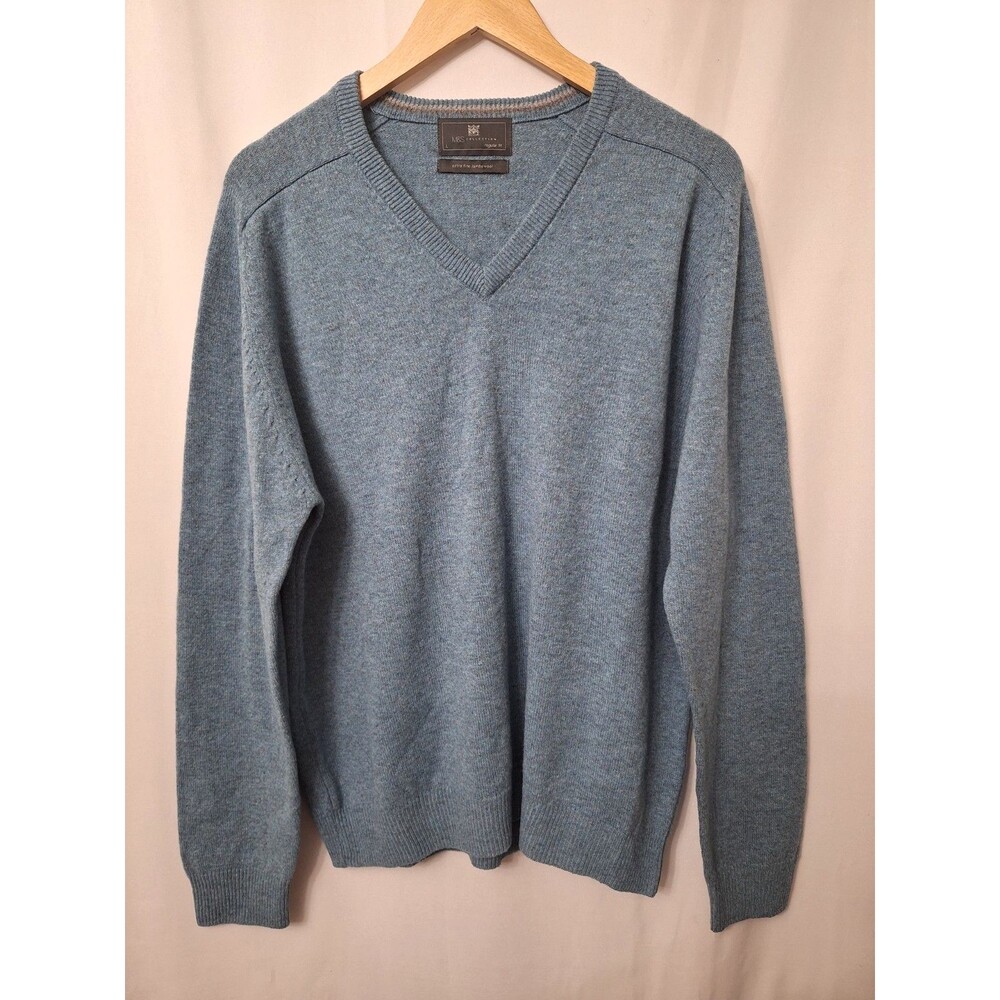Vtg Mens Extra Fine Merino Lambswool V Neck Pullover Swear Sz Large Long Sleeve